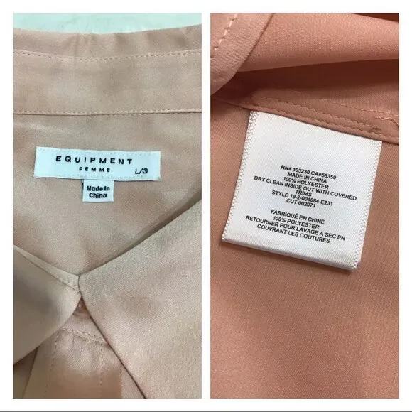 Equipment Satin Silk Signature Slim Blouse New Size Large Rose New Size Large - Picture 8 of 8